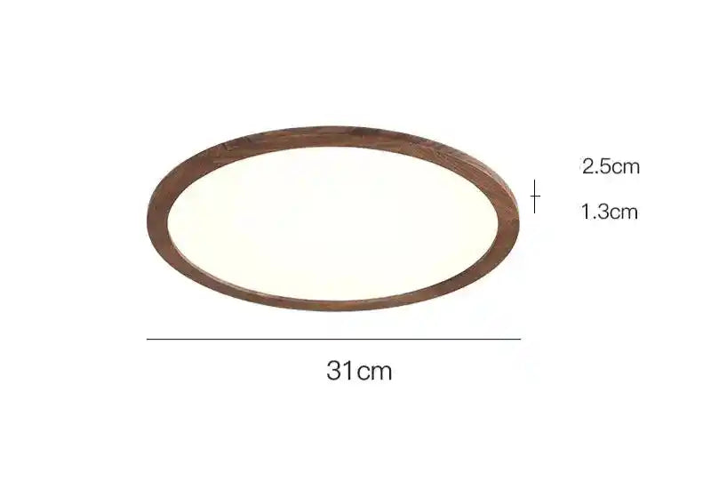 Lampy sufitowe LED Jaśnie Panie o średnicy 31 cm z drewnianą ramą i smukłym profilem