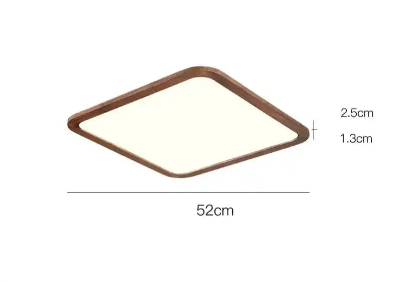Kwadratowa lampa sufitowa LED z drewnianą ramą 52cm od Jaśnie Panie lampy sufitowe LED