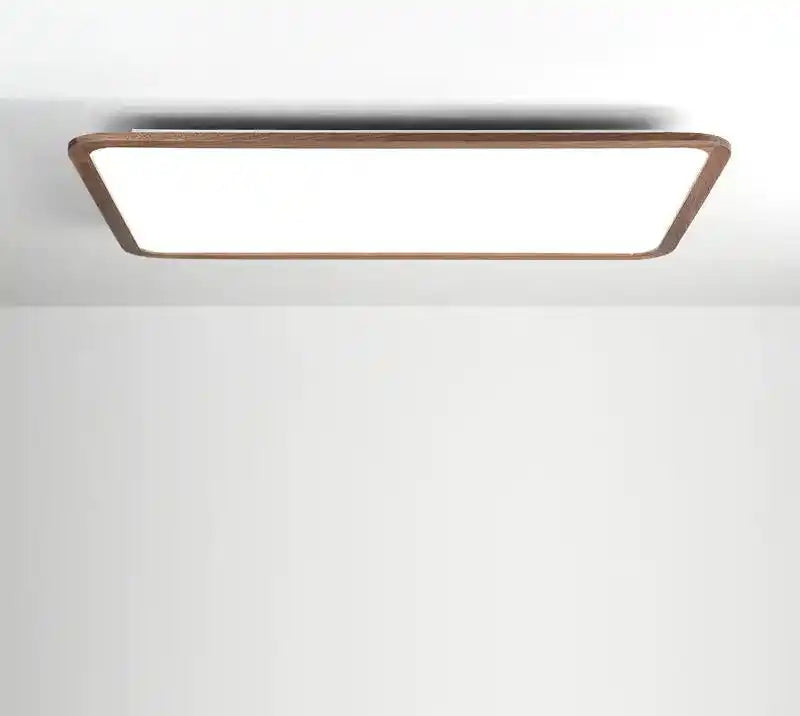Nowoczesna prostokątna lampa sufitowa LED Jaśnie Panie z drewnianą ramą
