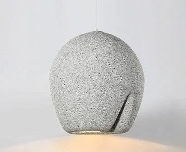 Szara nowoczesna lampa wisząca DRMIYA z teksturowanym materiałem i miękkim światłem