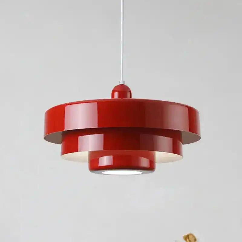 Czerwona lampa wisząca YongYing Lumin o nowoczesnym designie i trójpoziomowej konstrukcji