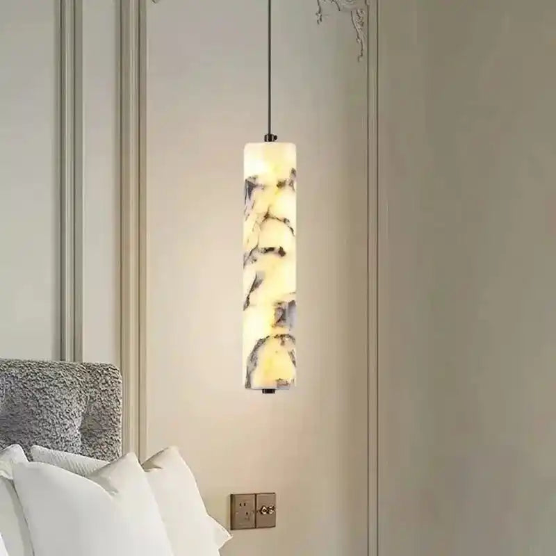 Nowoczesne lampy wiszące JIANKEXING i XUNMI z cylindrycznym kloszem imitującym marmur