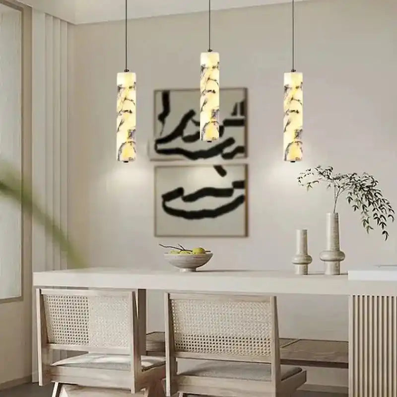 Nowoczesne lampy wiszące JIANKEXING XUNMI z marmurowym wzorem nad stołem w jadalni