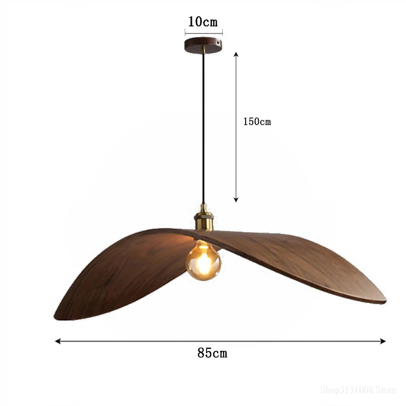 HomeLover drewniana lampa do salonu wisząca w kształcie liścia 85 cm szerokości kabel 150 cm