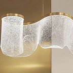 ProFix nowoczesna lampa wisząca z falistym mlecznym kloszem i złotą metalową ramą