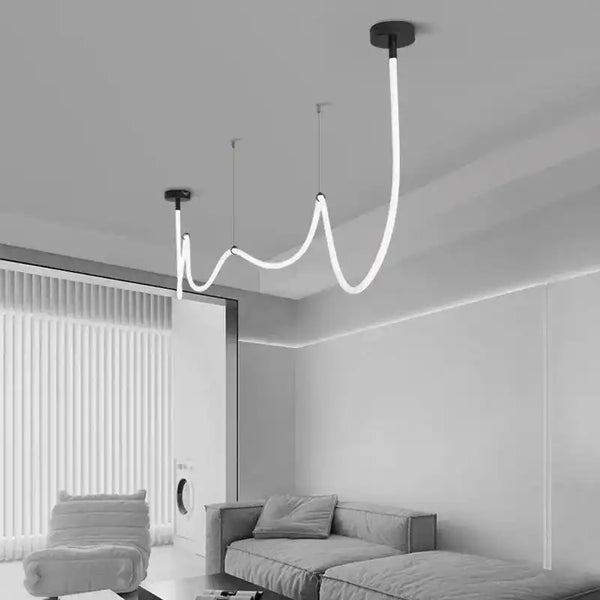 Nowoczesna lampa wisząca Virel LED w salonie – designerskie oświetlenie sufitowe