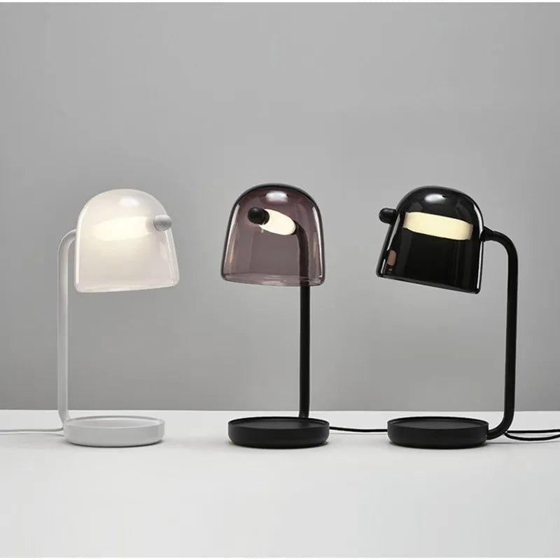 Nowoczesna lampa biurkowa Queen Lifedecor w trzech kolorach biały, czarny i przydymiony