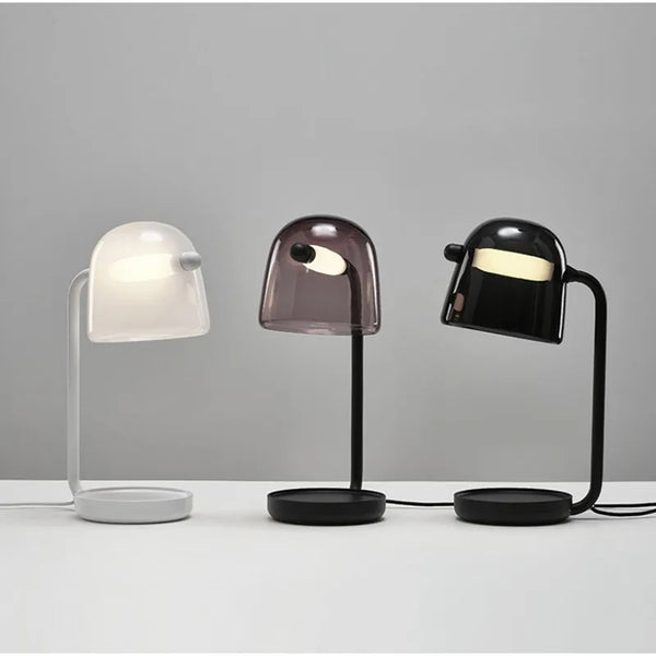 Lampa biurkowa Stonara Desk w kolorach białym, czarnym i przydymionym