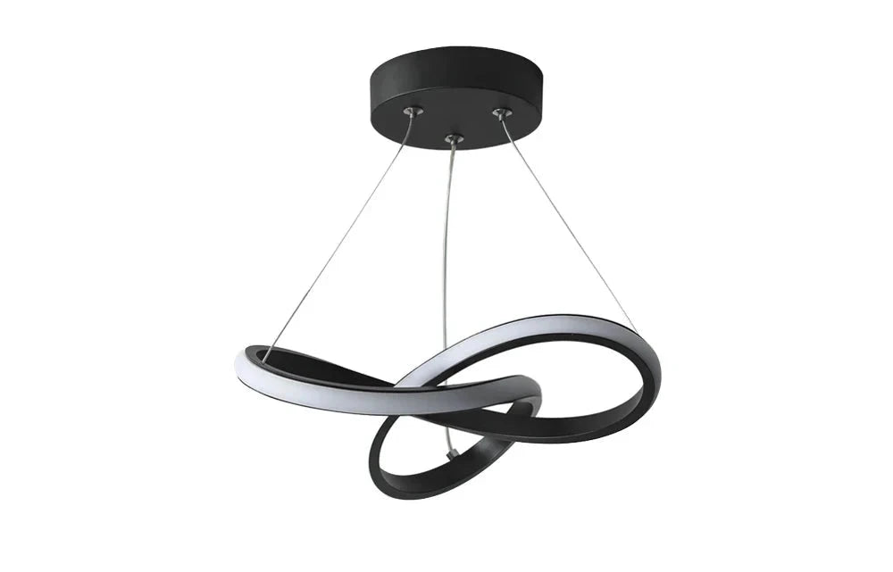 Nowoczesna lampa wisząca ASCELINA z czarnym designem i zakrzywionymi liniami LED