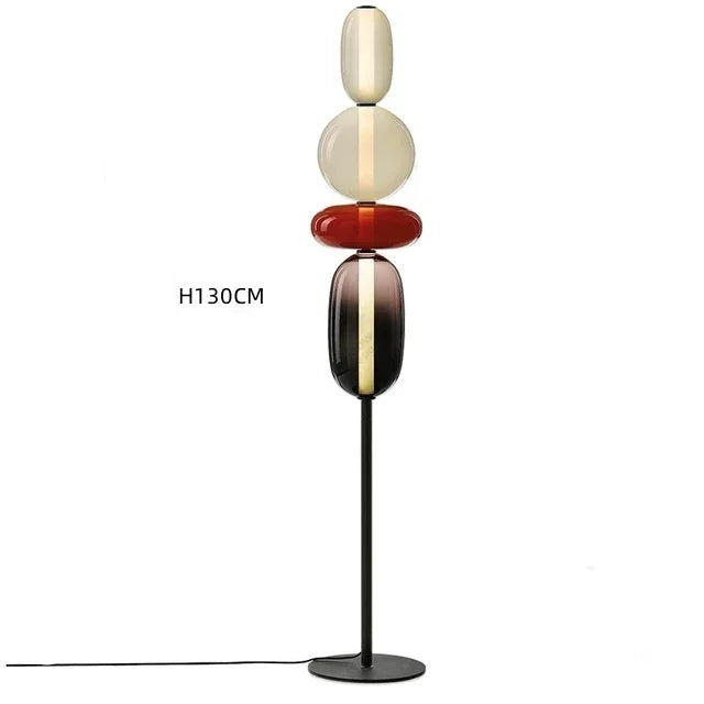 Nowoczesna lampa podłogowa JIANKEXING z kolorowymi szklanymi kloszami o wysokości 130 cm