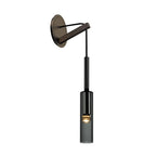 Nowoczesna lampa ścienna SterilAir z czarnym metalowym kloszem i szklanym cylindrem