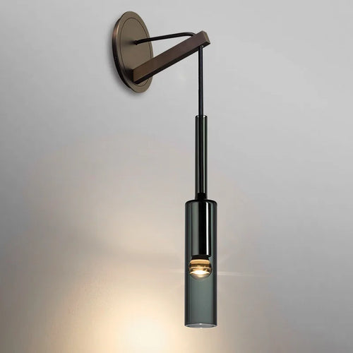 SterilAir nowoczesna lampa ścienna z cylindrycznym kloszem i czarnym wykończeniem