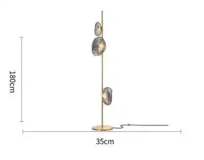 Wysoka nowoczesna lampa stojąca o wysokości 180 cm z trzema dekoracyjnymi kloszami i podstawą 35 cm