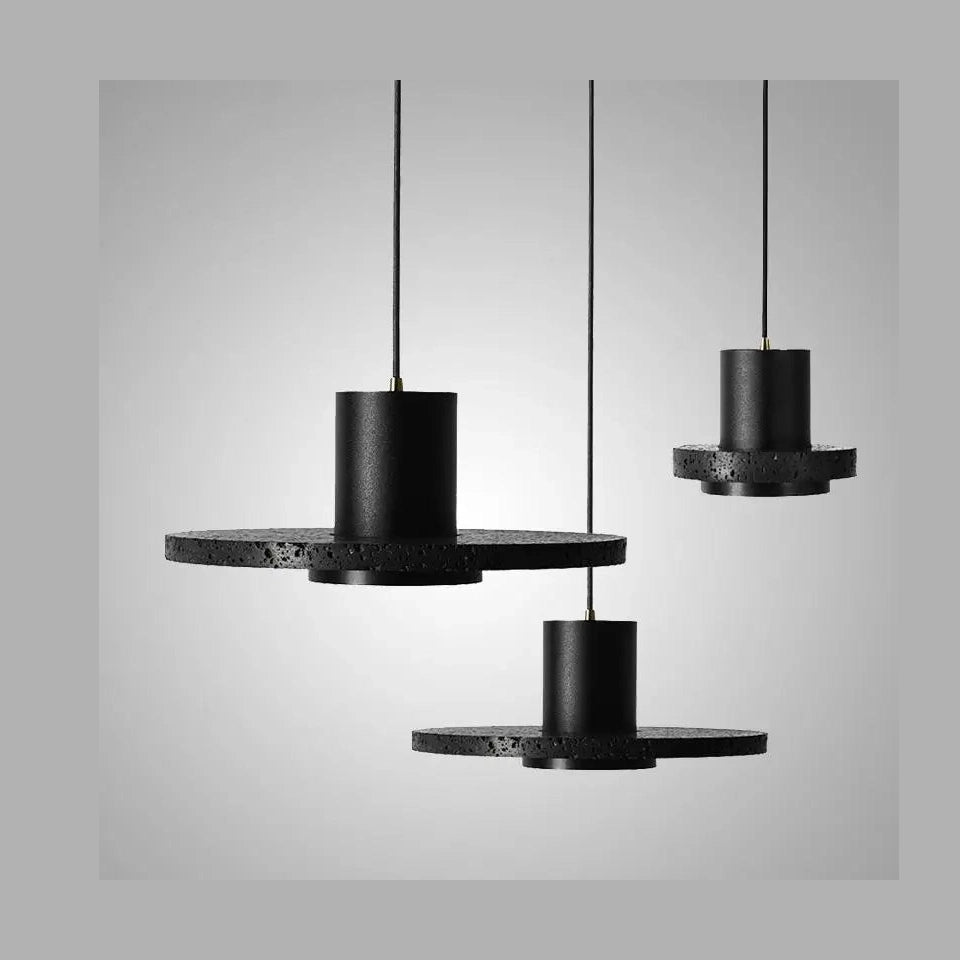 Nowoczesna czarna lampa wisząca YRB z trójpoziomowym designem z betonu