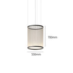 Nowoczesna lampa wisząca, okrągła, biała z czarnym wykończeniem, przód, do nowoczesnego salonu