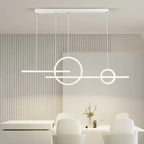 Nowoczesne lampa wisząca ASCELINA z geometrycznym designem w jasnym salonie nad stołem