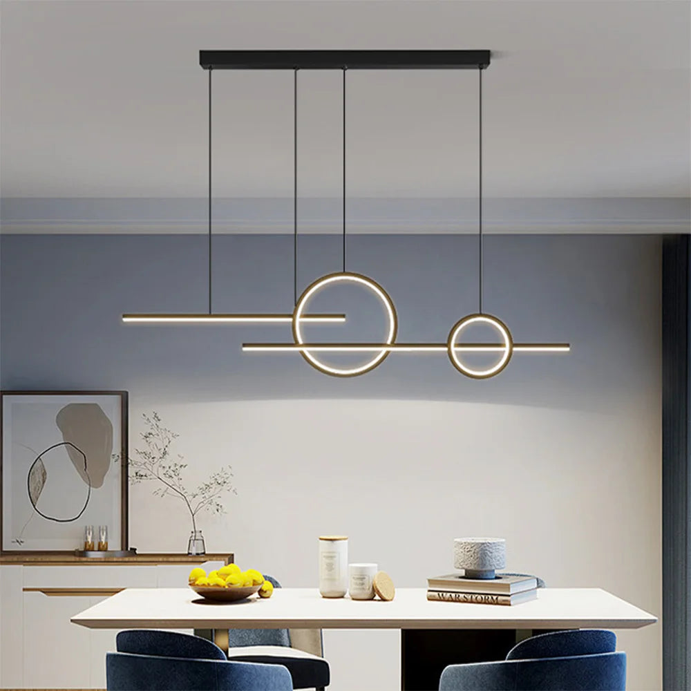 Nowoczesne lampa wisząca Ascselina z geometrycznym designem w jadalni nad stołem