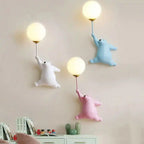 Lampy dla dzieci JIANKEXING ścienne z motywem niedźwiadków trzymających świecące balony