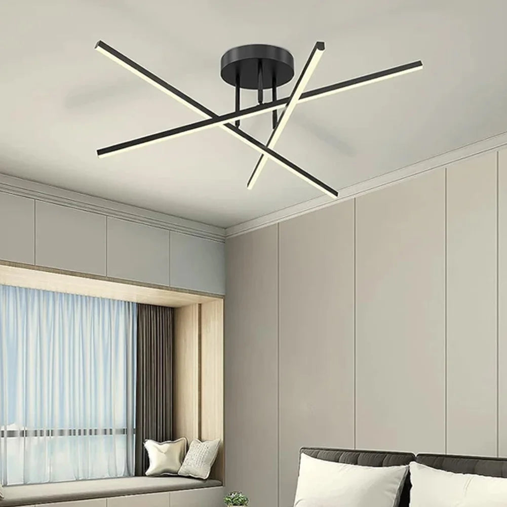 Nowoczesny czarny plafon LED BEIOUGONGJIANG z geometrycznym wzorem na sufit w salonie