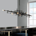 Nowoczesny żyrandol MAKINOLAD z czarną metalową konstrukcją i designerskimi żarówkami LED