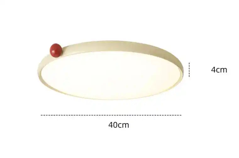 Nowoczesne oświetlenie LED do salonu sufitowe okrągłe 40 cm z dekoracyjnym czerwonym detalem