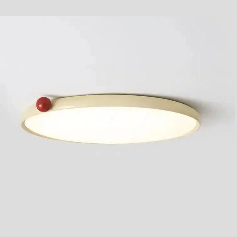 Nowoczesne okrągłe oświetlenie LED do salonu z delikatnym ramieniem i czerwonym akcentem