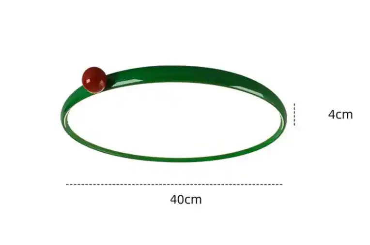 Zielone oświetlenie LED do salonu w kształcie okręgu z czerwoną dekoracją i wymiarami 40 cm na 4 cm