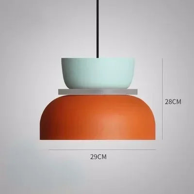 Pastelowa lampa wisząca sterowana w kolorze pomarańczowym i niebieskim, idealna do salonu