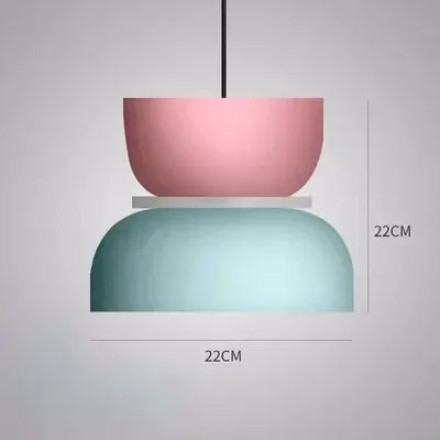Pastelowa lampa wisząca w różowym i niebieskim kolorze, 22CM średnicy, idealna do nowoczesnego salonu
