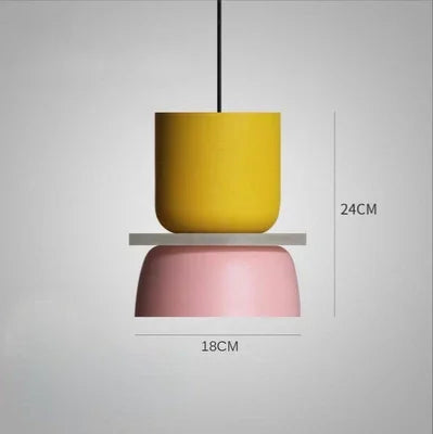Żółta pastelowa lampa wisząca, 24cm wysokości, 18cm średnicy, idealna do salonu
