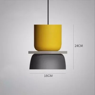 Pastelowa lampa wisząca, żółta, 24 cm wysokości, 18 cm średnicy, idealna do nowoczesnych wnętrz