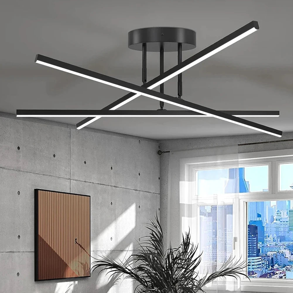BEIOUGONGJIANG nowoczesny czarny plafon sufitowy LED z geometrycznym wzorem do salonu