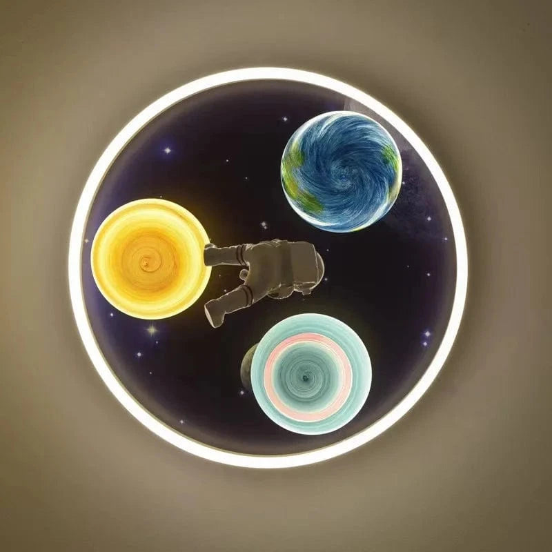 JIANKEXING plafon z planetami i astronautą w kosmosie z okrągłym podświetleniem