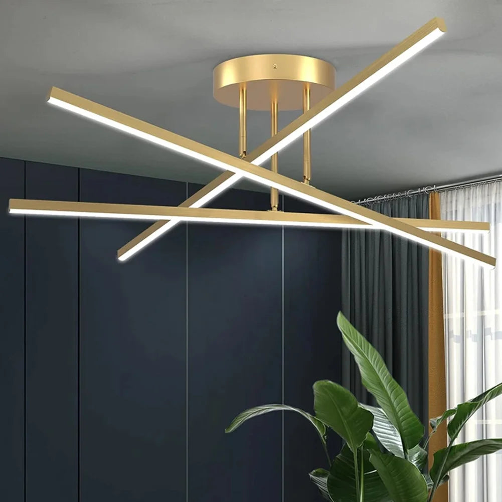 Nowoczesny złoty plafon LED BEIOUGONGJIANG z geometrycznymi ramionami do salonu
