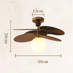 Rattanowa lampa sufitowa z drewna i szklanym kloszem, nowoczesny design i wymiary 50x28cm