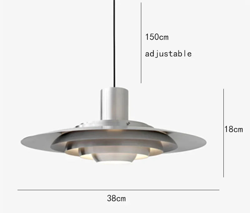 Stalowa lampa sufitowa o regulowanej wysokości z nowoczesnym designem, średnica 38 cm