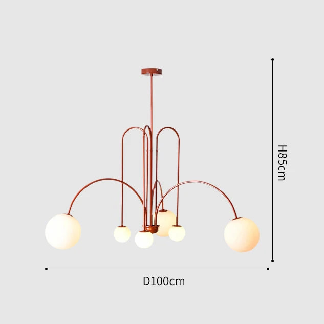 Lampa wisząca HomeLover styl nordycki, miedziana, okrągłe klosze, przeznaczenie do salonu