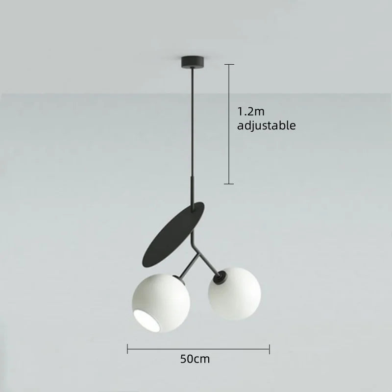 Lampa wisząca Wiśnia, nowoczesny design, czarna i biała, do salonu, kadr przód
